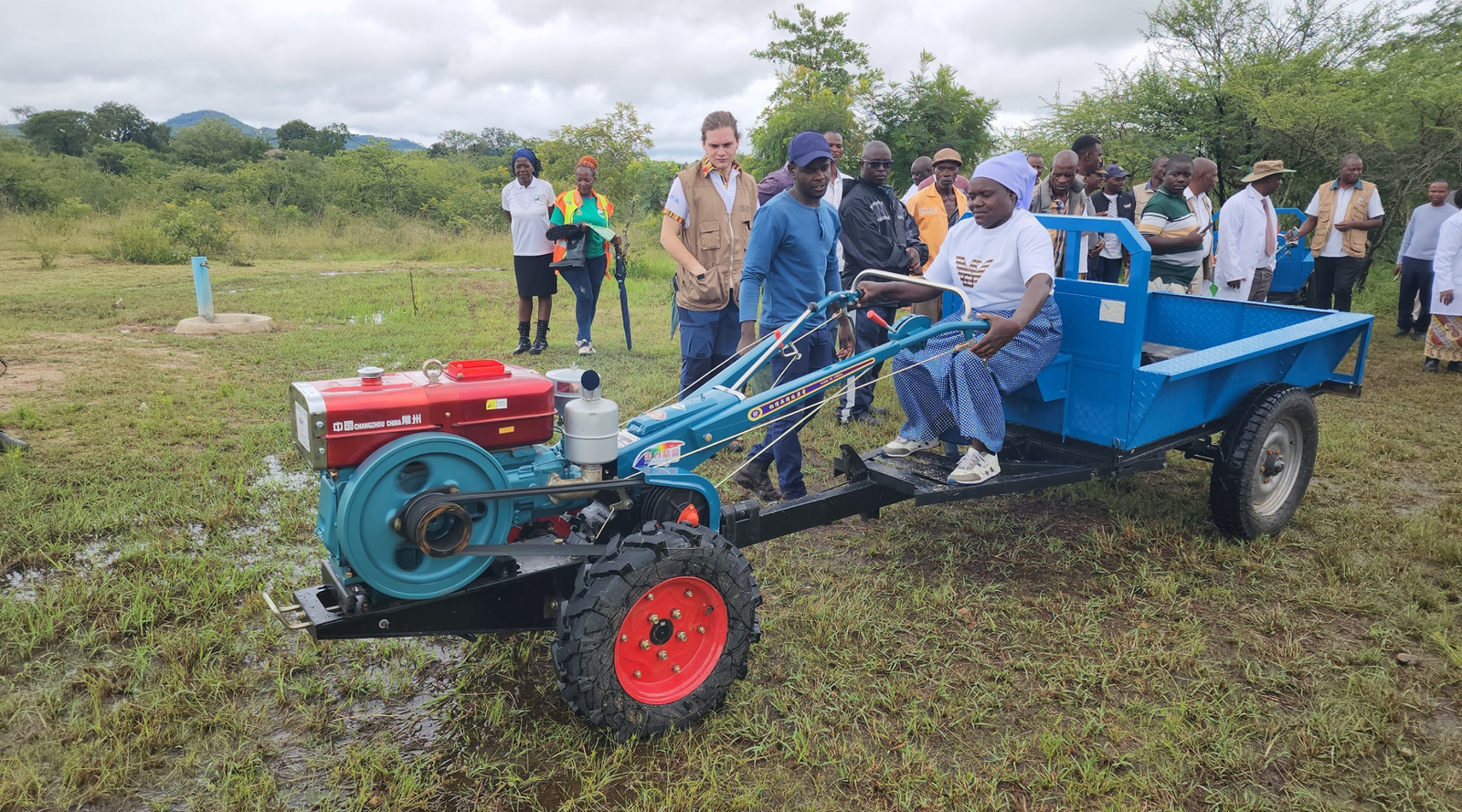 A-Woman-Demonstrates-Mechanical-Walking-Tractor-in-Zaka-Zimbabwe-