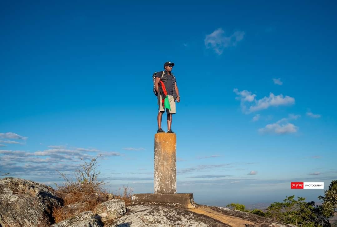 Peter Makwana on top of Sapitwa Peak, Mulanje, the highest peak in Malawi