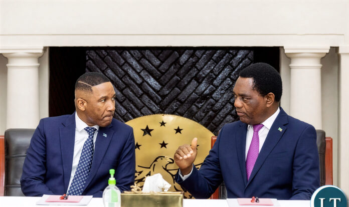 Hakainde Hichilema and Duma Gideon Boko in discussions on the Kazungula Bridge Authority and cross-border trade