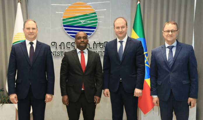 Ethiopia Russia agricultural partnership meeting between Minister Addisu Arega Kitessa and Deputy Minister Maxim Markovich in Addis Ababa discussing agricultural cooperation and trade expansion