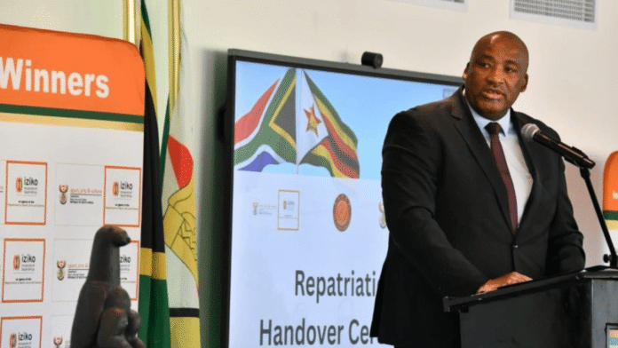 Gayton McKenzie at the ceremony where South Africa returns Zimbabwe remains and the Zimbabwe Bird to Zimbabwe in a landmark act of restitution
