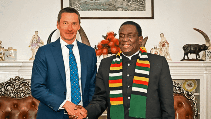 International Monetary Fund (IMF) delegation led by Mission Chief Mr Wojciech Maliszewski meeting the President of Zimbabwe at State House during discussions on Zimbabwe’s Staff-Monitored Programme