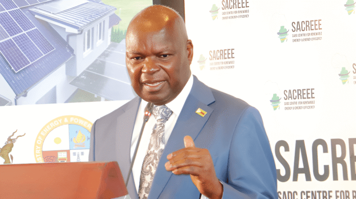 Energy Minister July Moyo addresses delegates at the Chamber of Mines Conference.