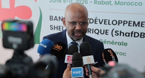 ShafDB CEO Thierno Habib Hann addressing media after unveilling the Bank's new identity ShafDB CEO Thierno Habib Hann addressing media after unveilling the Bank's new identity