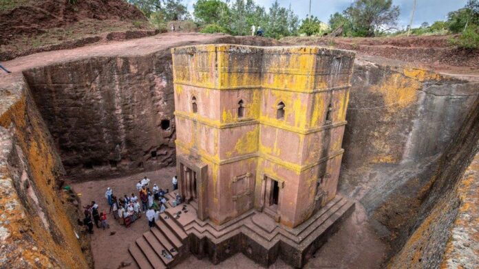 Ancient rock-hewn churches in Lalibela, one of Ethiopia's most iconic cultural heritage sites.