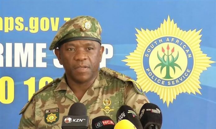 Lieutenant General Nhlanhla Mkhwanazi during a public briefing on corruption allegations within South Africa's police service. Lieutenant General Nhlanhla Mkhwanazi during a public briefing on corruption allegations within South Africa's police service.