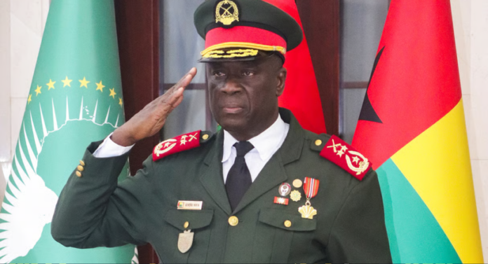 General Horta N’tam, Guinea-Bissau’s new transitional president, in Bissau on 27 November 2025. © Delcyo Sanca/Reuters.
