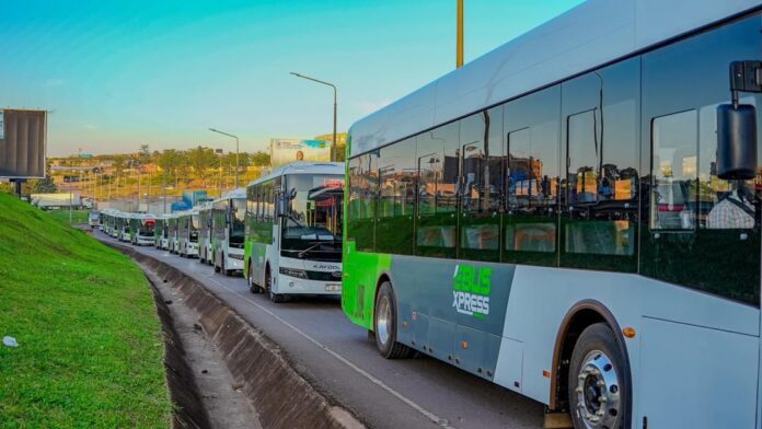 Kayoola electric buses developed by Kiira Motors Corporation as Uganda expands electric public transport across Greater Kampala.