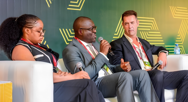 Cardinal Torch CEO David Olurin, centre, speaking at GTR West Africa 2026 in Lagos, where the company participated as Networking Session Sponsor.