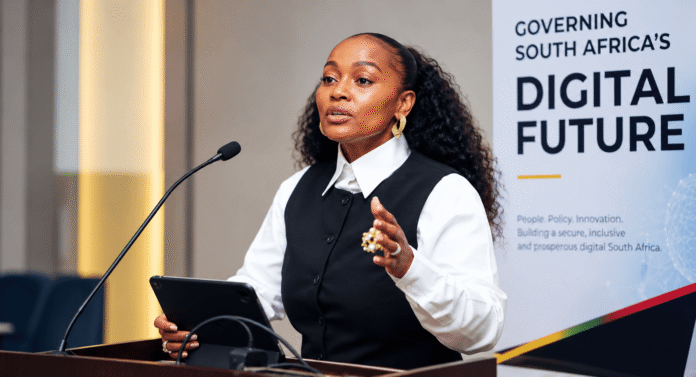 Gijima's Roberta Gumede discussing South Africa’s digital sovereignty and technology infrastructure at GovTech 2026