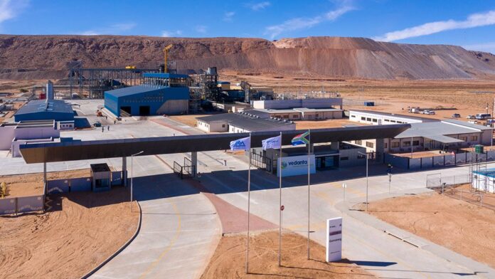Gamsberg zinc mine and processing facilities in South Africa's Northern Cape, where Vedanta has expanded annual zinc-in-concentrate production capacity to 500,000 tonnes. Gamsberg zinc mine and processing facilities in South Africa's Northern Cape, where Vedanta has expanded annual zinc-in-concentrate production capacity to 500,000 tonnes.
